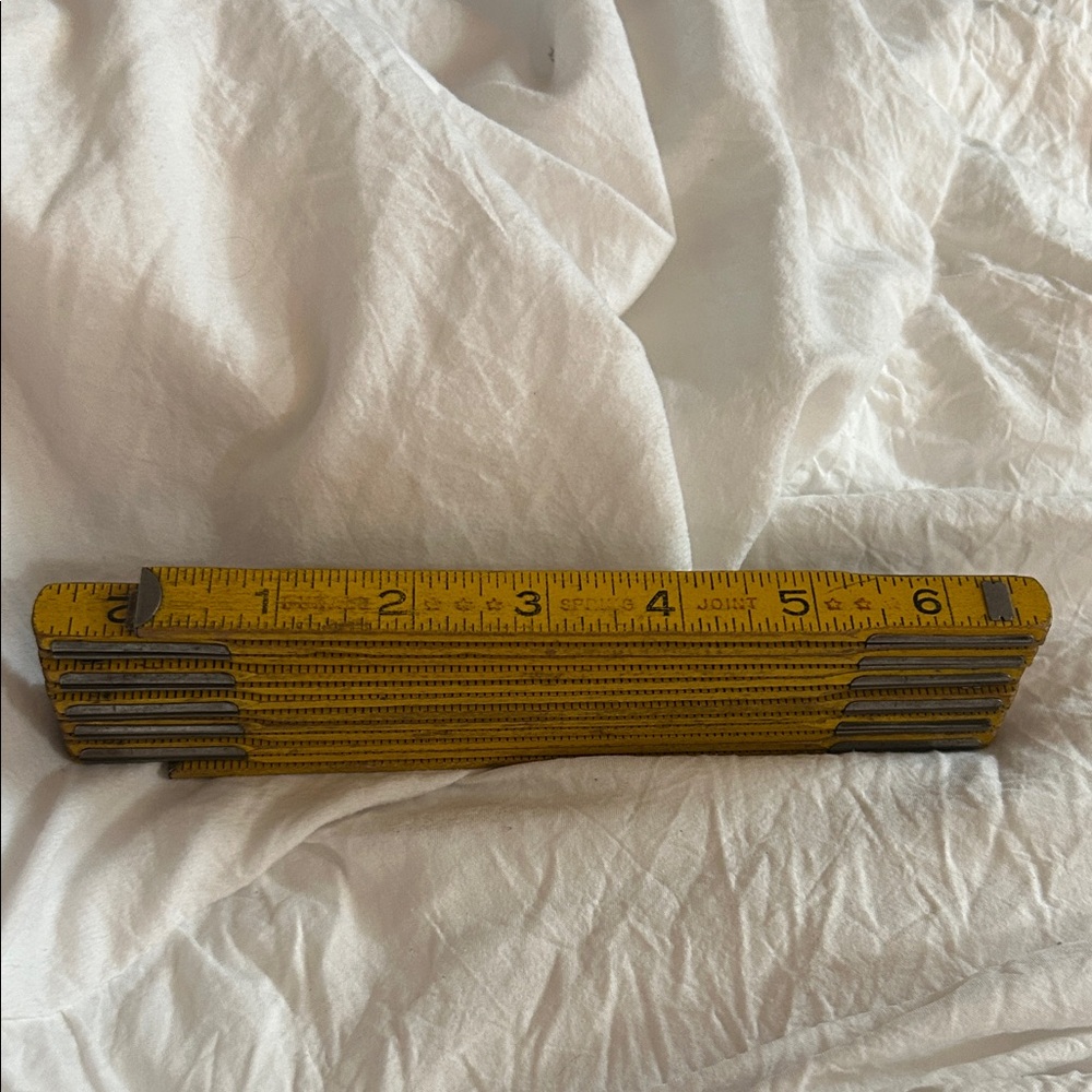 Vintage Durall Yellow Folding Wood Spring Joint Ruler